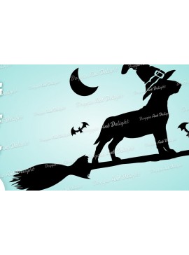 Σετ των 2 Intra απο ξύλο plywood 3mm-4mm πάχος - Halloween Bull Terrier Spooky Dog  Δίασταση 15x15 cm INTRAFABR-77775682