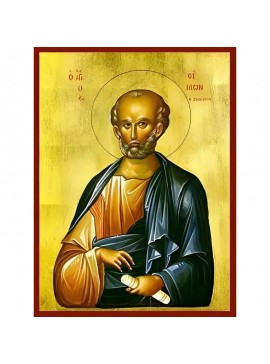 Εικόνα Ορθοδοξίας με περίγραμμα χρυσό σε ξύλο Φλαμουρίας  με  βάση Εικόνα ΑΓΙΟΣ ΑΠΟΣΤΟΛΟΣ ΣΙΜΩΝ Ο ΖΗΛΩΤΗΣ Χειροποίητη Ελληνορθόδοξη εικόνα του Ιησού Χριστού, Κρεμαστή πλάκα βυζαντινής τέχνης, χριστιανική τέχνη Διάσταση 40x30 cm (10,2x7,9 ίντσες)  INTRAEK-