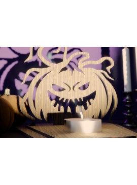 Σετ των 2 Intra απο ξύλο plywood 3mm-4mm πάχος - Αποκριάτικη Κηροπήγιο Κολοκύθα  Δίασταση 15x15 cm INTRAFABR-79116706