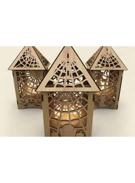 Σετ των 3 Intra απο ξύλο plywood 3mm-4mm πάχος - Σετ κηροπήγια αποκριών Δίασταση 4x4 cm INTRAFABR-106373324