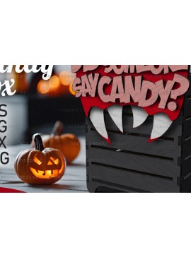 Σετ των 3 Intra απο ξύλο plywood 3mm-4mm πάχος - Halloween Candy Box  |  Δίασταση 15x15 cm INTRAFABR-104326450