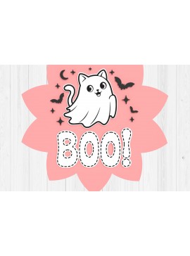 Intra απο ξύλο plywood 3mm-4mm πάχος - Σήμα καλωσορίσματος αποκριάτικων γατών 3d  Δίασταση 30x20 cm INTRAFABR-104923386