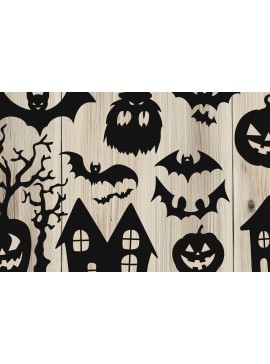 Σετ των 2 Intra απο ξύλο plywood 3mm-4mm πάχος - Αποκοπή υ  Clipart Halloween Δίασταση 15x15 cm INTRAFABR-104226303