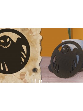 Σετ των 2 Intra απο ξύλο plywood 3mm-4mm πάχος - Halloween Coaster Σχεδιασμός Laser Cut Δίασταση 15x15 cm INTRAFABR-79072397
