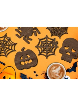 Σετ των 2 Intra απο ξύλο plywood 3mm-4mm πάχος - Δέσμη κοπής με λέιζερ για αποκριάτικα σουβέρ Δίασταση 15x15 cm INTRAFABR-102857400