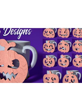 Σετ των 2 Intra απο ξύλο plywood 3mm-4mm πάχος - Σουβέρ Halloween Cut Laser  | Λέιζερ Δίασταση 15x15 cm INTRAFABR-72759517