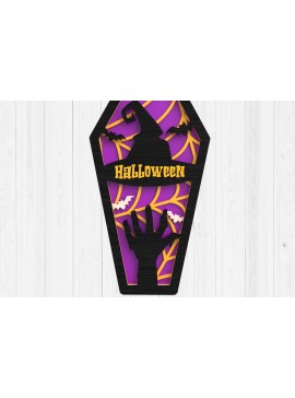 Σετ των 2 Intra απο ξύλο plywood 3mm-4mm πάχος - Halloween Coffin 3D  Laser Cut Δίασταση 15x15 cm INTRAFABR-102203313