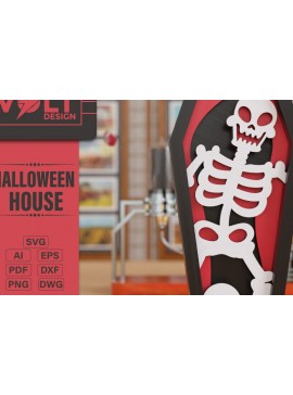 Σετ των 2 Intra απο ξύλο plywood 3mm-4mm πάχος -  πολλαπλών επιπέδων 3D  Halloween Coffin Δίασταση 20x25 cm INTRAFABR-103863775