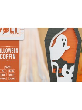 Σετ των 2 Intra απο ξύλο plywood 3mm-4mm πάχος -  πολλαπλών επιπέδων 3D  Halloween Coffin Δίασταση 20x25 cm INTRAFABR-104024837