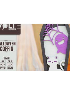 Σετ των 2 Intra απο ξύλο plywood 3mm-4mm πάχος -  πολλαπλών επιπέδων 3D  Halloween Coffin Δίασταση 20x25 cm INTRAFABR-104077880