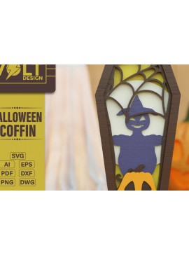 Σετ των 2 Intra απο ξύλο plywood 3mm-4mm πάχος -  πολλαπλών επιπέδων 3D  Halloween Coffin Δίασταση 20x25 cm INTRAFABR-104077914