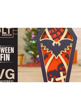 Intra απο ξύλο plywood 3mm-4mm πάχος -  πολλαπλών επιπέδων 3D  Halloween Coffin Δίασταση 40x50 cm INTRAFABR-77266634