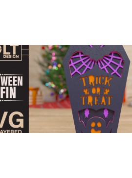 Intra απο ξύλο plywood 3mm-4mm πάχος -  πολλαπλών επιπέδων 3D  Halloween Coffin Δίασταση 40x50 cm INTRAFABR-77324927