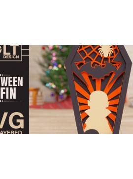 Intra απο ξύλο plywood 3mm-4mm πάχος -  πολλαπλών επιπέδων 3D  Halloween Coffin Δίασταση 40x50 cm INTRAFABR-77497277