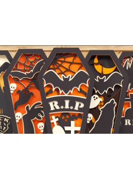 Σετ των 2 Intra απο ξύλο plywood 3mm-4mm πάχος - Πακέτο χάρτινο κομμένο 3D  Halloween Coffin Δίασταση 1500x1500 cm INTRAFABR-78660186