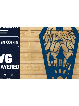 Σετ των 3 Intra απο ξύλο plywood 3mm-4mm πάχος - Halloween Coffin 3D  Papercut Laser C Δίασταση 1500x1500 cm INTRAFABR-78536783