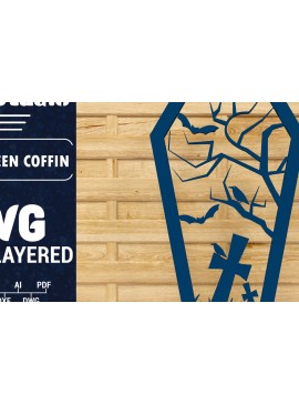 Σετ των 2 Intra απο ξύλο plywood 3mm-4mm πάχος - Halloween Coffin 3D  Papercut Laser C Δίασταση 1500x1500 cm INTRAFABR-78536790