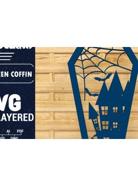 Σετ των 2 Intra απο ξύλο plywood 3mm-4mm πάχος - Halloween Coffin 3D  Papercut Laser C Δίασταση 1500x1500 cm INTRAFABR-78536800