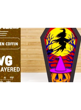 Σετ των 3 Intra απο ξύλο plywood 3mm-4mm πάχος - Halloween Coffin 3D  Papercut Laser C Δίασταση 1500x1500 cm INTRAFABR-77807673