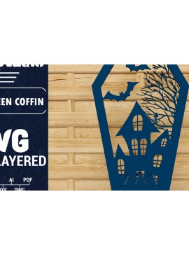 Σετ των 3 Intra απο ξύλο plywood 3mm-4mm πάχος - Halloween Coffin 3D  Papercut Laser C Δίασταση 1500x1500 cm INTRAFABR-78536775