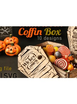 Σετ των 2 Intra απο ξύλο plywood 3mm-4mm πάχος - Halloween Coffin Box  Δίασταση 15x15 cm INTRAFABR-75107871