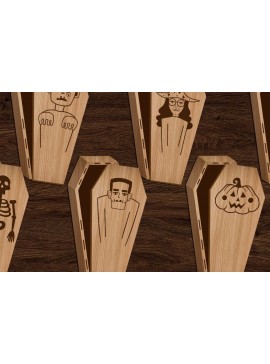 Σετ των 2 Intra απο ξύλο plywood 3mm-4mm πάχος - Κουτιά δώρου Halloween Coffin Cut Laser Δίασταση 15x15 cm INTRAFABR-104189703