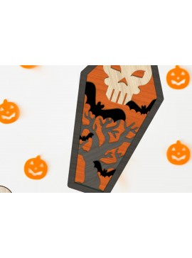 Σετ των 2 Intra απο ξύλο plywood 3mm-4mm πάχος - Φέρετρο αποκριών με το κρανίο Δίασταση 7x12 cm INTRAFABR-106148048