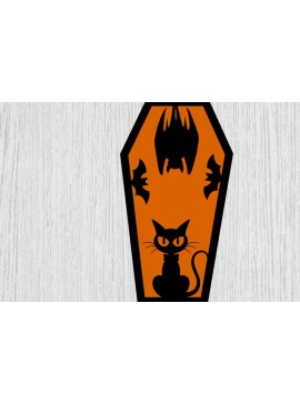 Intra απο ξύλο plywood 3mm-4mm πάχος - Halloween Coffins  Μεταλλική Τέχνη τοίχου Δίασταση 40x50 cm INTRAFABR-105155155