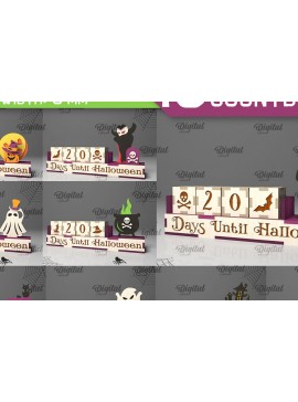 Σετ των 2 Intra απο ξύλο plywood 3mm-4mm πάχος - Πακέτο κοπής με λέιζερ για Halloween Countdowns Δίασταση 15x15 cm INTRAFABR-104380546