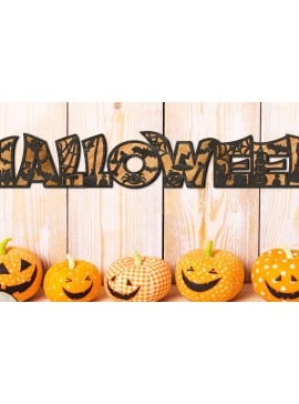 Σετ των 2 Intra απο ξύλο plywood 3mm-4mm πάχος - HALLOWEEN, Πρότυπο αποκοπής,  με λέιζερ Δίασταση 24x4 cm INTRAFABR-77842795