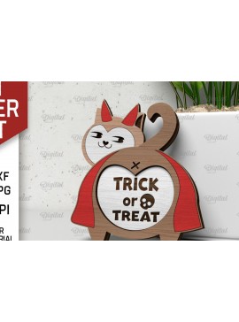 Σετ των 2 Intra απο ξύλο plywood 3mm-4mm πάχος - Απόκριες χαριτωμένο σχέδιο κοπής γάτας με λέιζερ Δίασταση 15x15 cm INTRAFABR-105054749