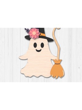 Σετ των 2 Intra απο ξύλο plywood 3mm-4mm πάχος - Χαριτωμένο φάντασμα αποκριών Δίασταση 30x20 cm INTRAFABR-105736602