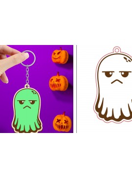 Σετ των 3 Intra απο ξύλο plywood 3mm-4mm πάχος - Halloween Cute Ghost Keychain Laser Cut Δίασταση 4x4 cm INTRAFABR-102621405