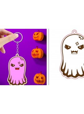 Σετ των 3 Intra απο ξύλο plywood 3mm-4mm πάχος - Halloween Cute Ghost Keychain Laser Cut Δίασταση 4x4 cm INTRAFABR-102621492