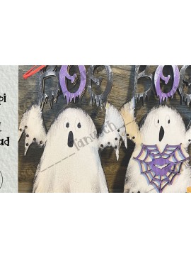 Σετ των 3 Intra απο ξύλο plywood 3mm-4mm πάχος - Halloween Cute Ghost Laser  Δίασταση 6x6 cm INTRAFABR-78190421