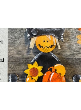 Σετ των 3 Intra απο ξύλο plywood 3mm-4mm πάχος - Halloween Cute Scarecrow Laser  Δίασταση 6x6 cm INTRAFABR-78190648