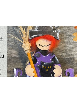 Σετ των 3 Intra απο ξύλο plywood 3mm-4mm πάχος - Halloween Cute Witch Laser  Δίασταση 6x6 cm INTRAFABR-78191062