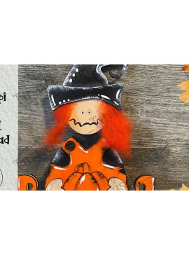 Σετ των 3 Intra απο ξύλο plywood 3mm-4mm πάχος - Halloween Cute Witch Laser  Δίασταση 6x6 cm INTRAFABR-78190985