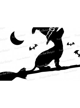 Σετ των 2 Intra απο ξύλο plywood 3mm-4mm πάχος - Halloween Dachshund Puppy Dog Png  Δίασταση 15x15 cm INTRAFABR-77652687