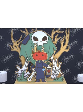 Σετ των 2 Intra απο ξύλο plywood 3mm-4mm πάχος - Διακόσμηση αποκριών | 3D σκηνή αποκριών Δίασταση 15x15 cm INTRAFABR-104059358