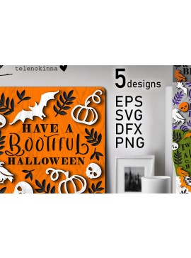 Σετ των 2 Intra απο ξύλο plywood 3mm-4mm πάχος - Halloween Decor 6 σχέδια Δίασταση 15x15 cm INTRAFABR-77803813