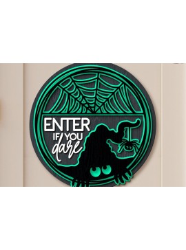 Σετ των 2 Intra απο ξύλο plywood 3mm-4mm πάχος - Halloween Decor, Μπείτε αν τολμάτε Δίασταση 15x15 cm INTRAFABR-16799346