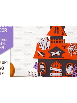 Σετ των 2 Intra απο ξύλο plywood 3mm-4mm πάχος - Σχέδιο κοπής λέιζερ διακόσμησης αποκριών Δίασταση 15x15 cm INTRAFABR-102529337