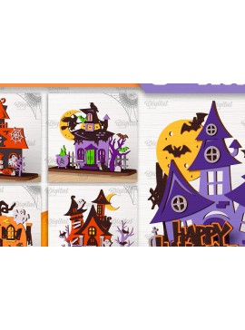 Σετ των 2 Intra απο ξύλο plywood 3mm-4mm πάχος - Δέσμη κοπής με λέιζερ αποκριάτικες διακοσμήσεις Δίασταση 15x15 cm INTRAFABR-102531903