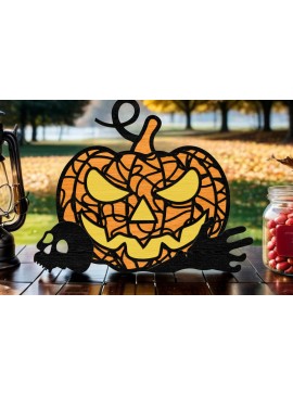 Σετ των 3 Intra απο ξύλο plywood 3mm-4mm πάχος - Διακοσμητικό πρότυπο κολοκύθας αποκριών Δίασταση 5x6 cm INTRAFABR-106029349