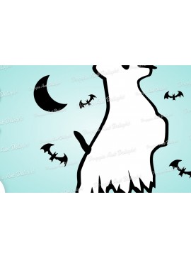 Σετ των 2 Intra απο ξύλο plywood 3mm-4mm πάχος - Halloween Dog Ghost  Png Jack Russell Δίασταση 15x15 cm INTRAFABR-78290983