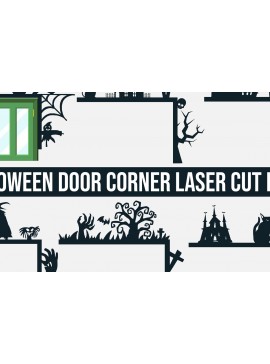 Σετ των 2 Intra απο ξύλο plywood 3mm-4mm πάχος - Δέσμη κοπής λέιζερ γωνιακής πόρτας Halloween 4 Δίασταση 15x15 cm INTRAFABR-79731850