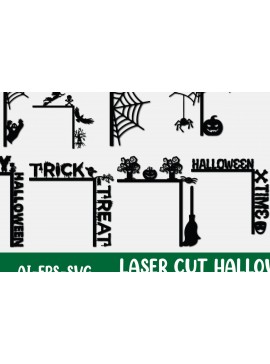 Σετ των 2 Intra απο ξύλο plywood 3mm-4mm πάχος - Δέσμη κοπής με λέιζερ γωνιακή πόρτα για το Halloween Δίασταση 15x15 cm INTRAFABR-125180510