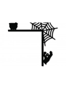 Σετ των 2 Intra απο ξύλο plywood 3mm-4mm πάχος - Σχέδιο κοπής με λέιζερ γωνία πόρτας Halloween 1 Δίασταση 15x15 cm INTRAFABR-125180609