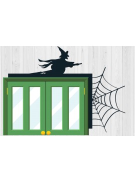 Σετ των 2 Intra απο ξύλο plywood 3mm-4mm πάχος - Halloween Door Corner Cut Laser Design 2 Δίασταση 15x15 cm INTRAFABR-80121639